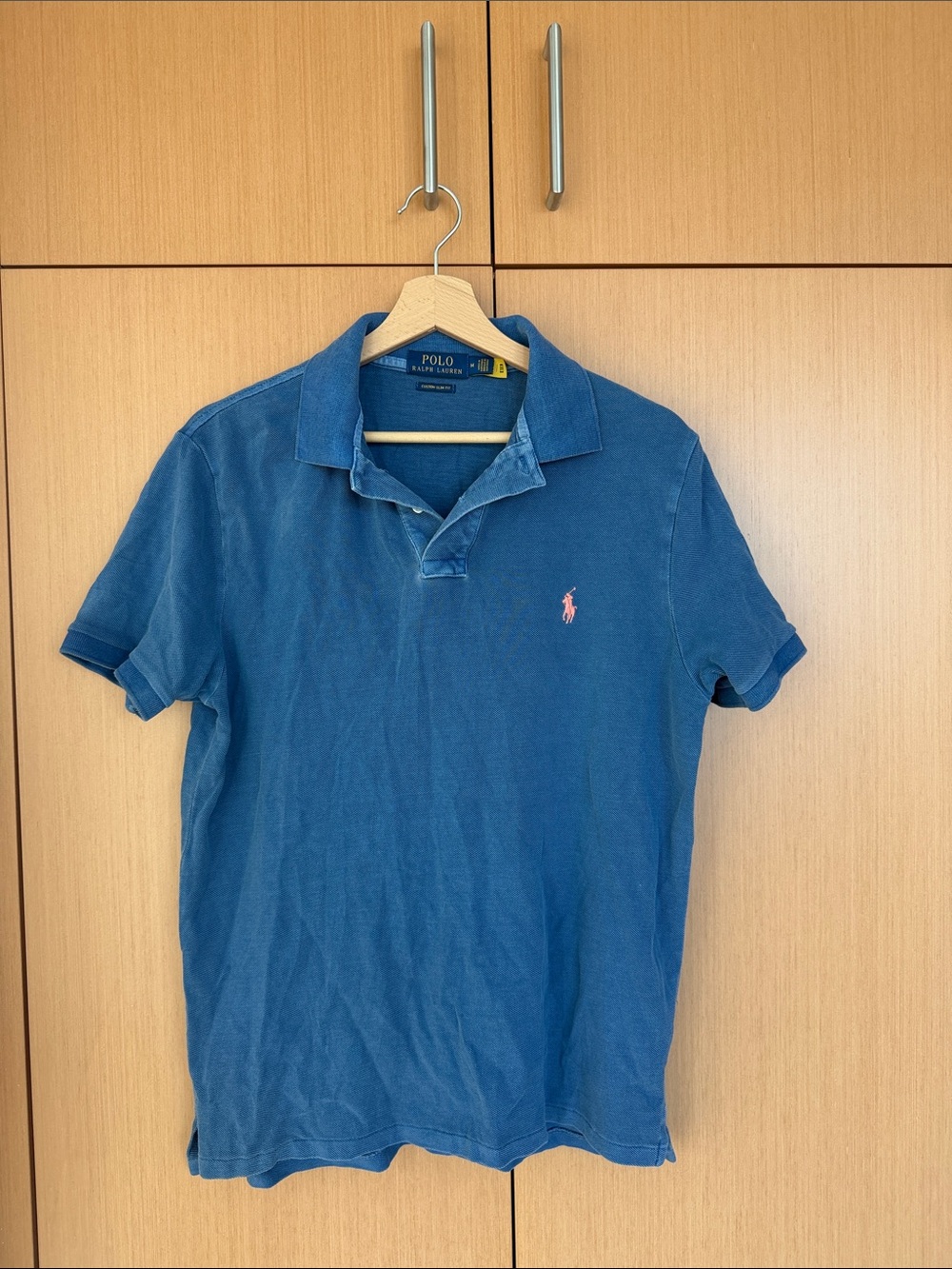 Polo by Ralph Lauren Men’s Indigo Blue Short-Sleeve Polo with Pink Pony